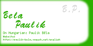 bela paulik business card